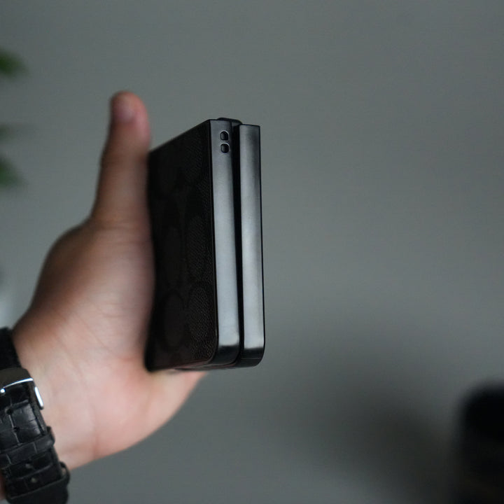 Galaxy Z Flip 7 Luxury Leather CC Pattern Case | Slim Designer Back Cover