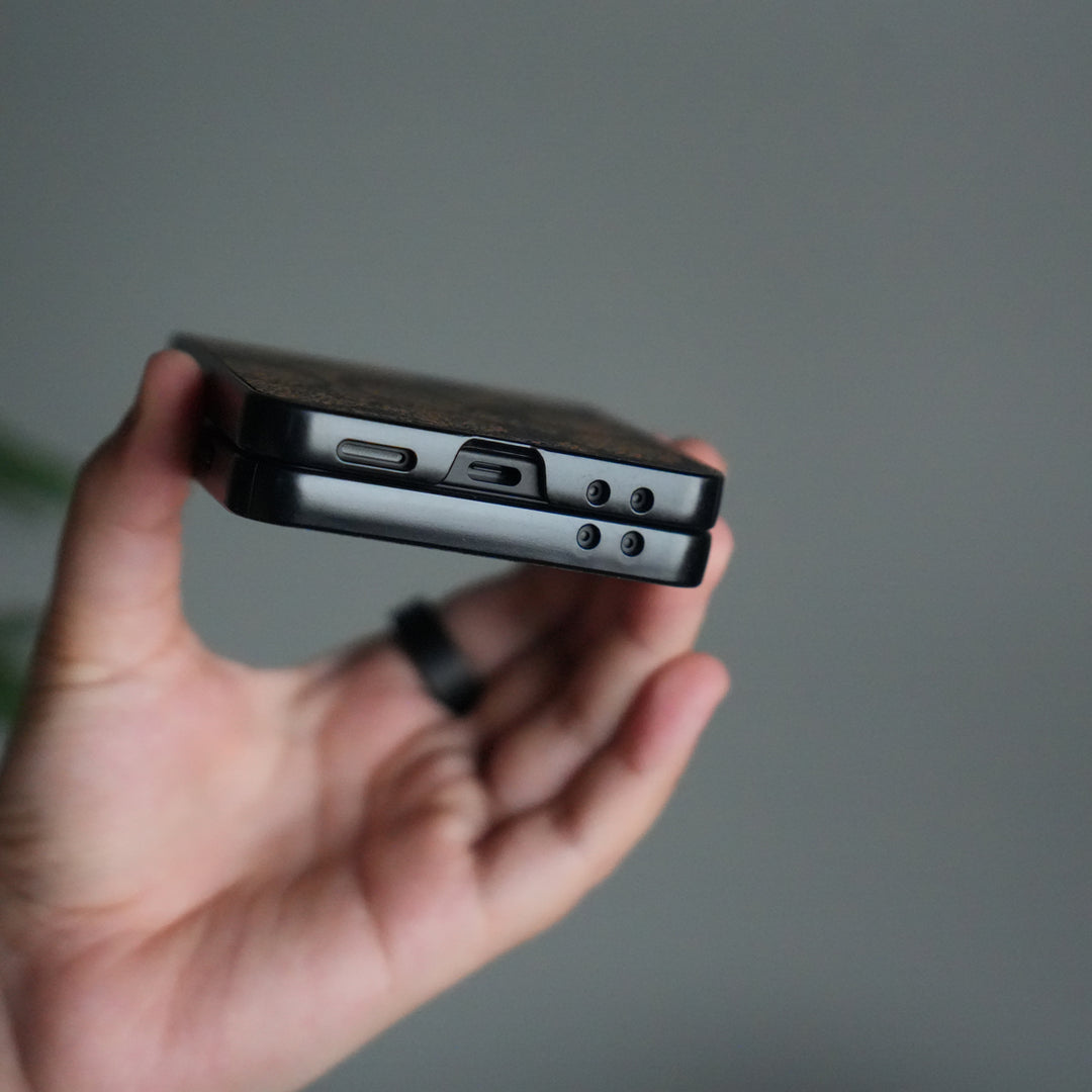 Galaxy Z Flip 7 Luxury Leather CC Pattern Case | Slim Designer Back Cover