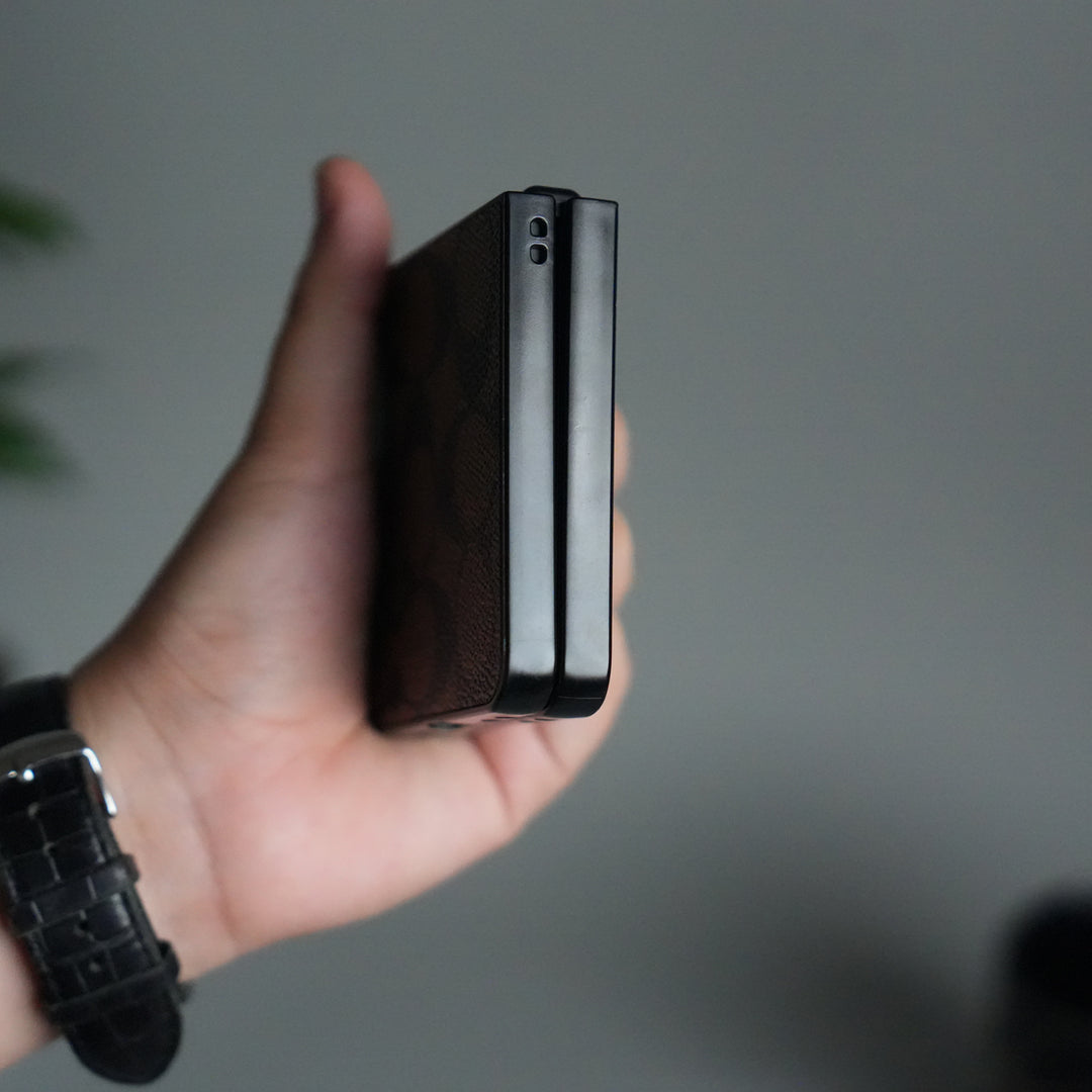 Galaxy Z Flip 7 Luxury Leather CC Pattern Case | Slim Designer Back Cover