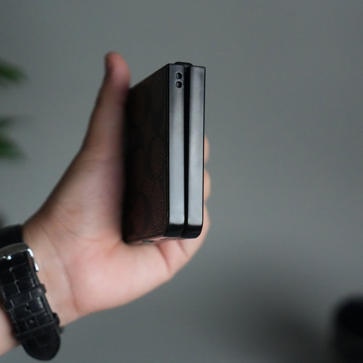 Galaxy Z Flip 7 Luxury Leather CC Pattern Case | Slim Designer Back Cover