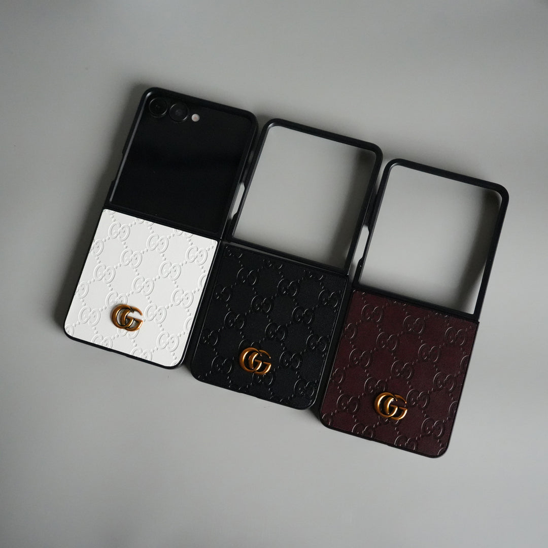 Galaxy Z Flip 7 Luxury GG Fashion Leather Brand Case Cover
