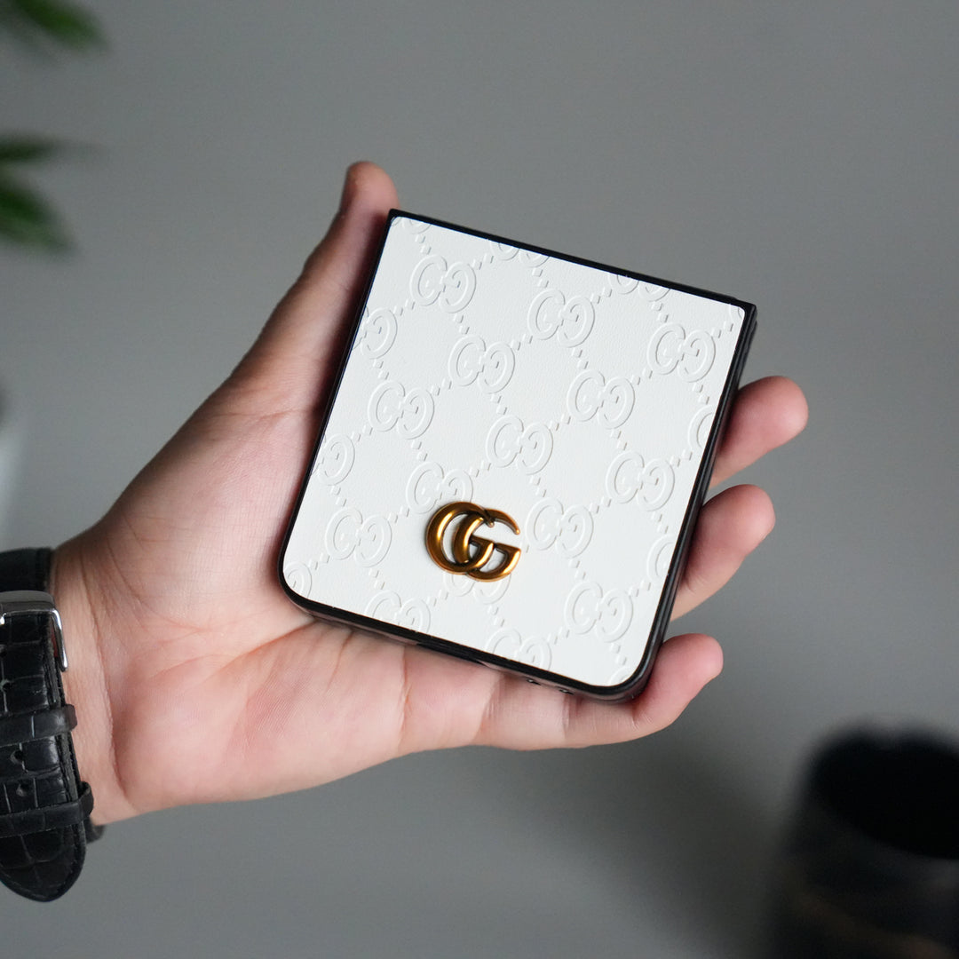 Galaxy Z Flip 7 Luxury GG Fashion Leather Brand Case Cover
