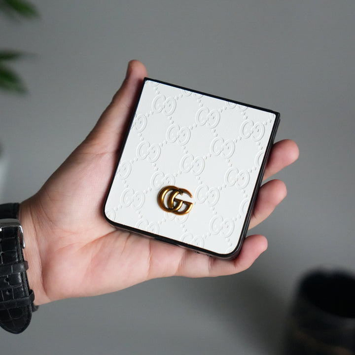 Galaxy Z Flip 7 Luxury GG Fashion Leather Brand Case Cover