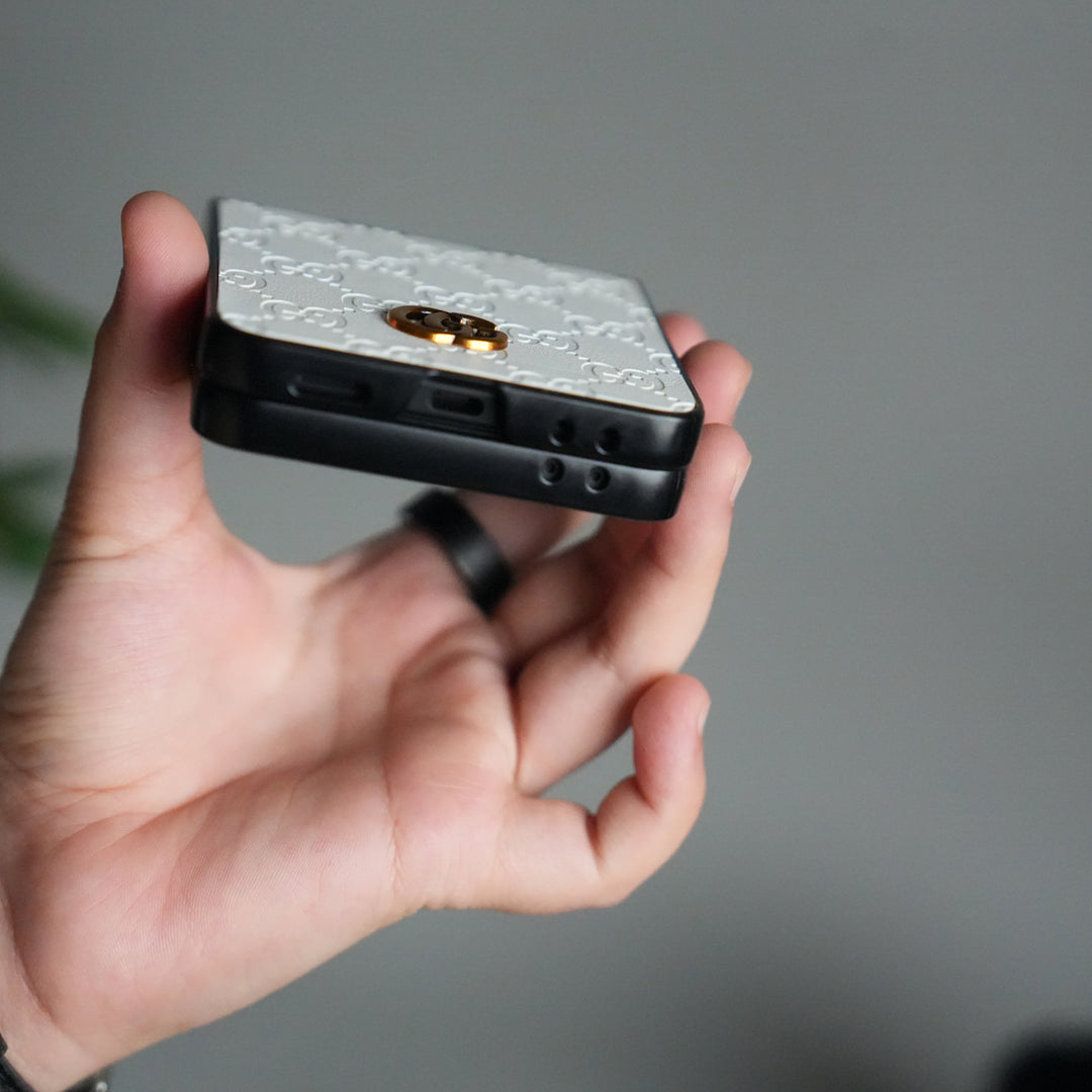 Galaxy Z Flip 7 Luxury GG Fashion Leather Brand Case Cover