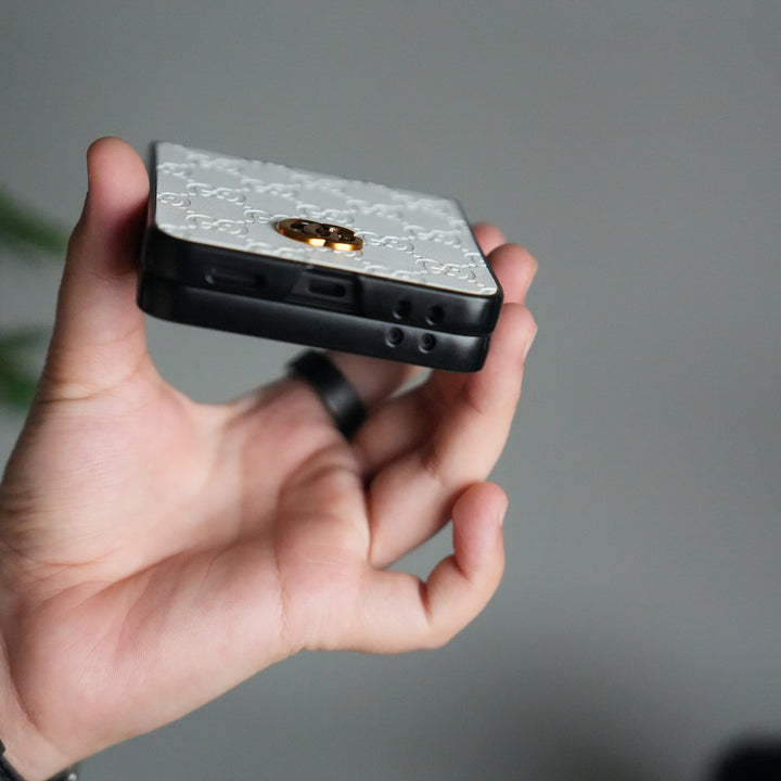 Galaxy Z Flip 7 Luxury GG Fashion Leather Brand Case Cover