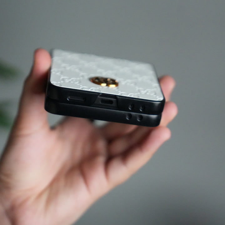 Galaxy Z Flip 7 Luxury GG Fashion Leather Brand Case Cover