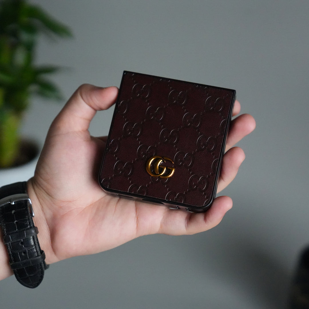 Galaxy Z Flip 7 Luxury GG Fashion Leather Brand Case Cover