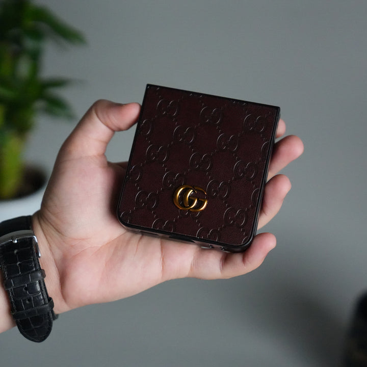 Galaxy Z Flip 7 Luxury GG Fashion Leather Brand Case Cover