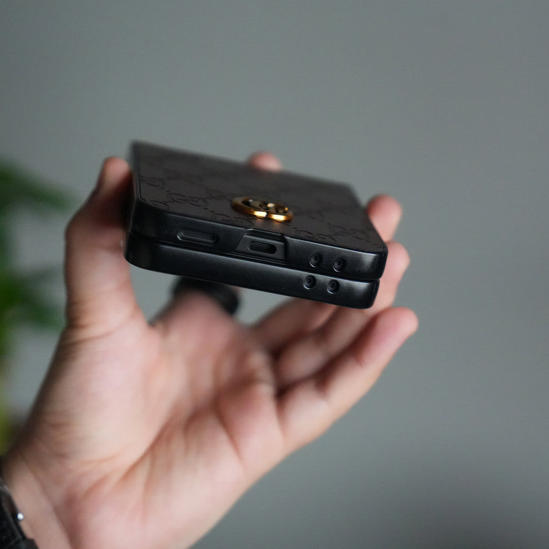 Galaxy Z Flip 7 Luxury GG Fashion Leather Brand Case Cover