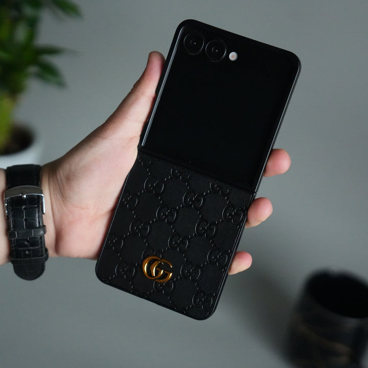 Galaxy Z Flip 7 Luxury GG Fashion Leather Brand Case Cover