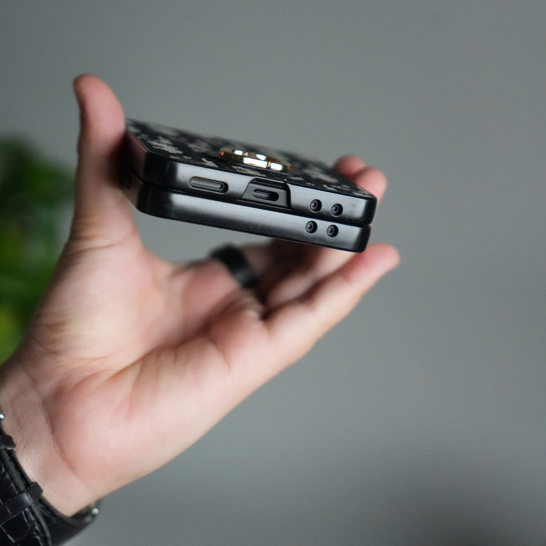 Samsung Galaxy Z Flip 7 Luxury Brand CD Embroidery Case Cover BLACK