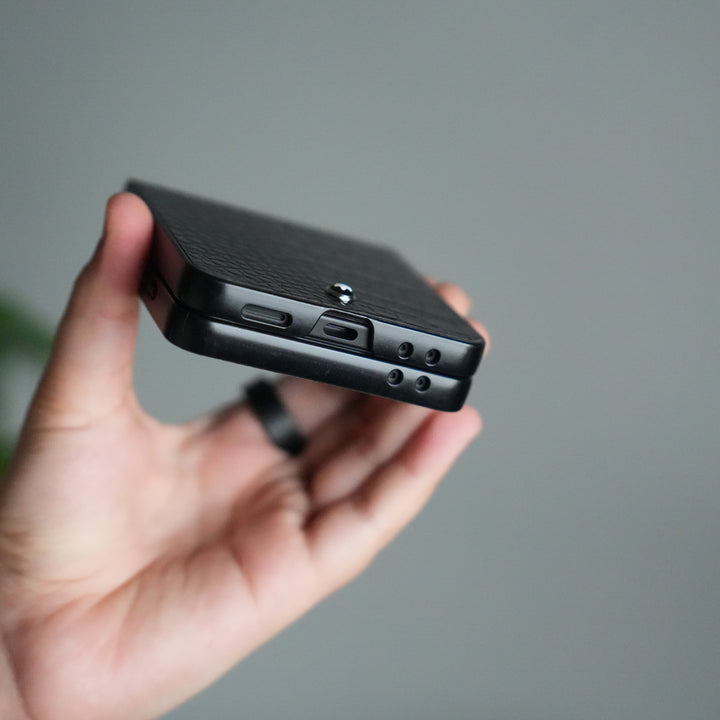 Galaxy Z Flip 7 PU Leather Black MB Case Cover