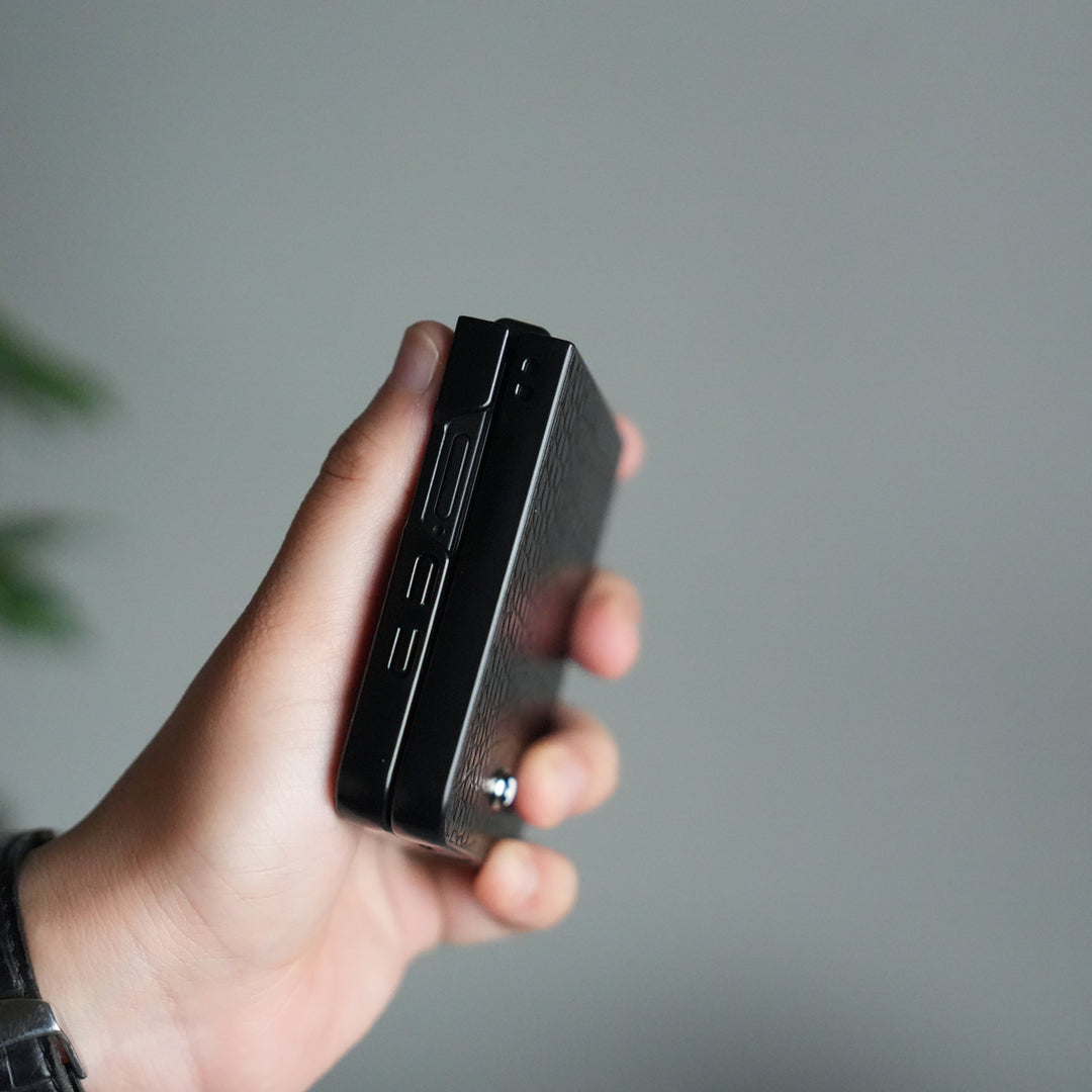 Galaxy Z Flip 7 PU Leather Black MB Case Cover