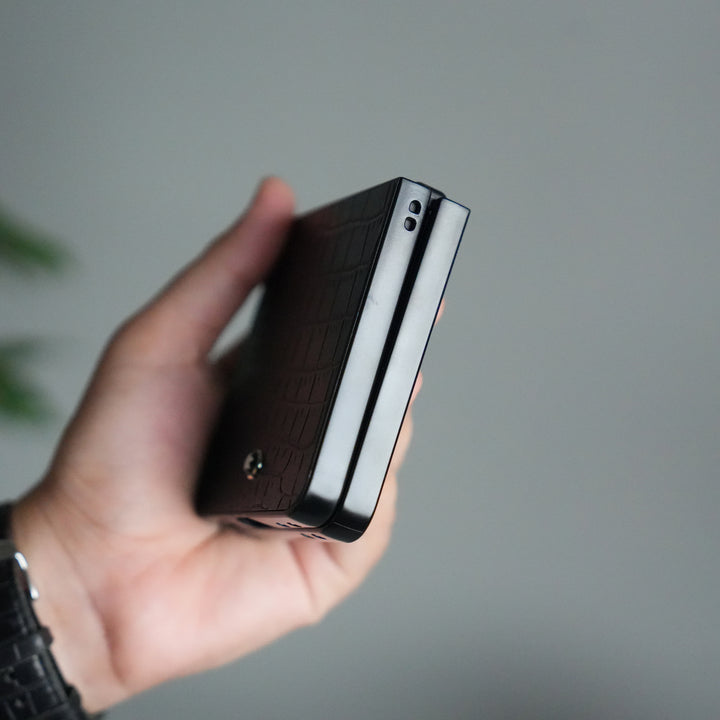 Galaxy Z Flip 7 PU Leather Black MB Case Cover