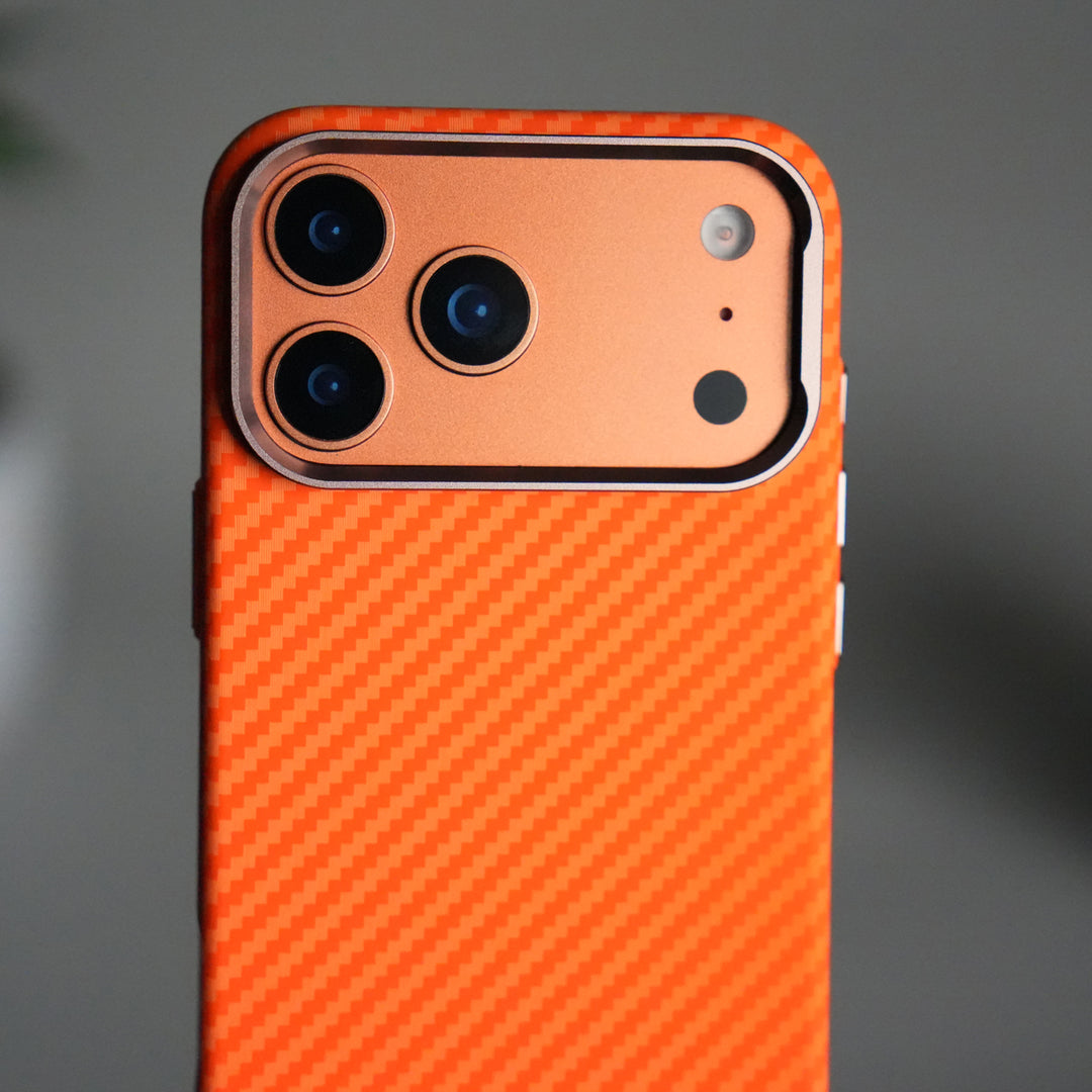 iPhone 17 Pro Carbon Fiber Texture Design Hard Pc MagSafe Case Cover OrangeCarbon