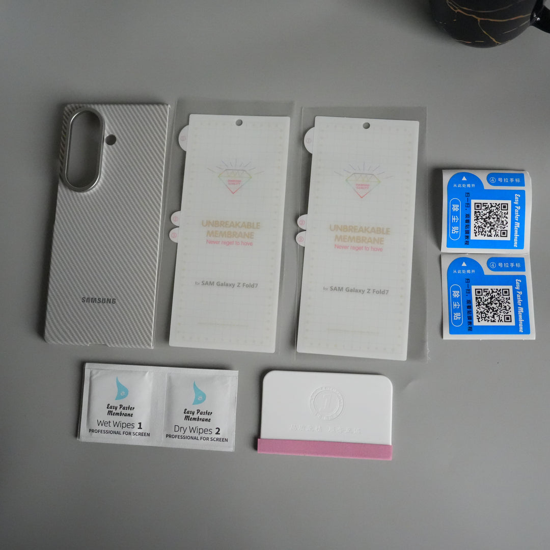 Galaxy Z Fold 7 Carbon Fiber Texture Back Case with Front Membrane | Ultra-Thin Protective Cover