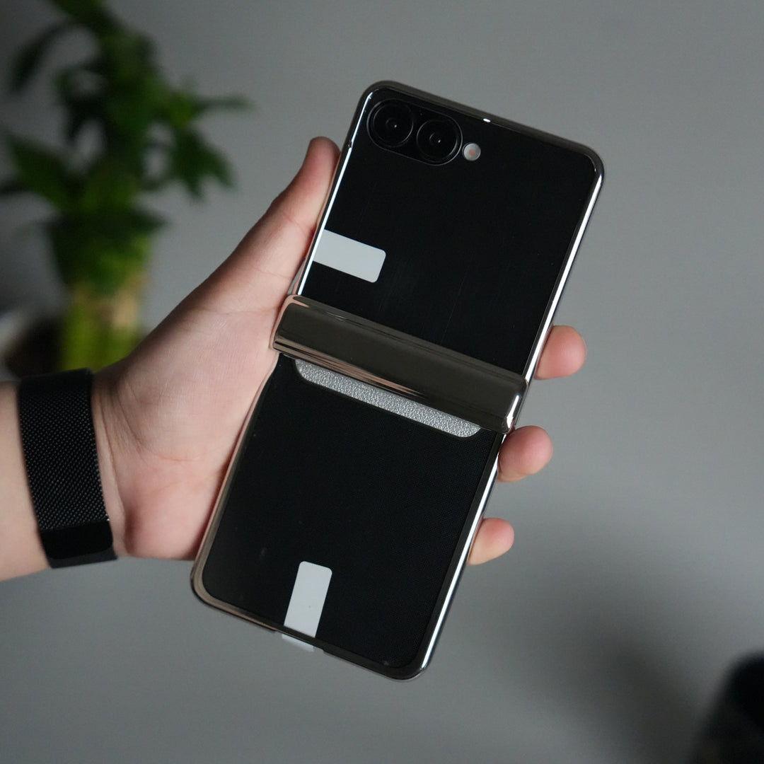 Galaxy Z Flip 7 Chrome Plated Clear Glass Case | Luxury Transparent Cover with Hinge Protection