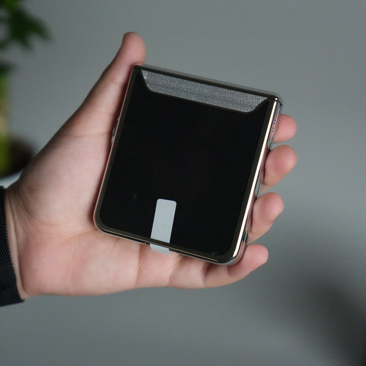 Galaxy Z Flip 7 Chrome Plated Clear Glass Case | Luxury Transparent Cover with Hinge Protection