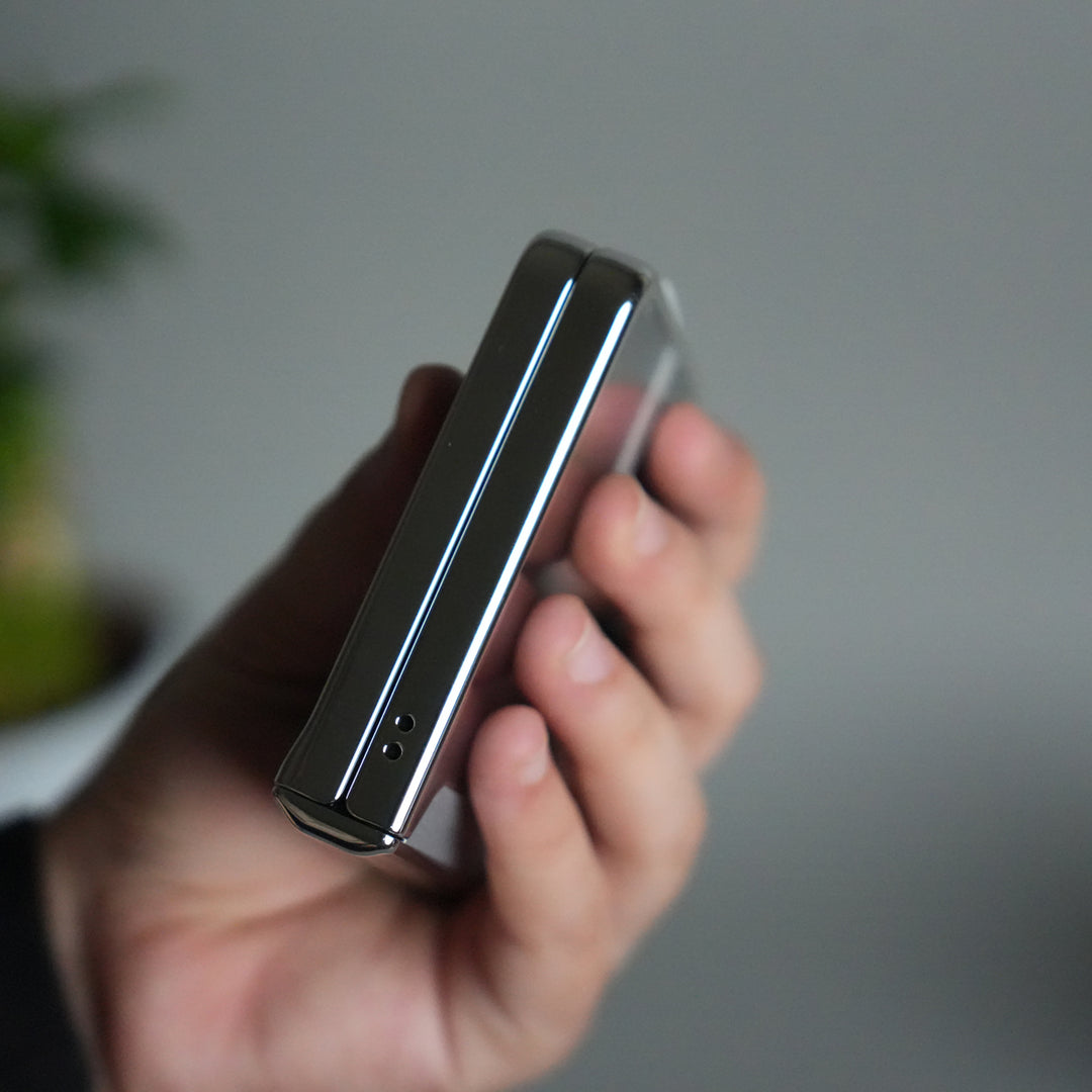 Galaxy Z Flip 7 Chrome Plated Clear Glass Case | Luxury Transparent Cover with Hinge Protection