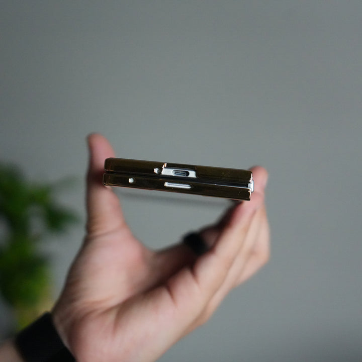 Galaxy Z Fold 7 Glossy Glass Case | Chrome Plated Frame with Front Glass Protection (Wings Design)