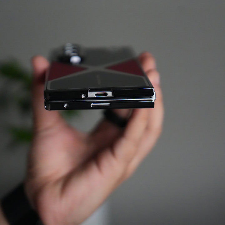 Galaxy Z Fold 7 X Design Glossy Glass Case | Chrome Plated Frame with Front Glass Protection