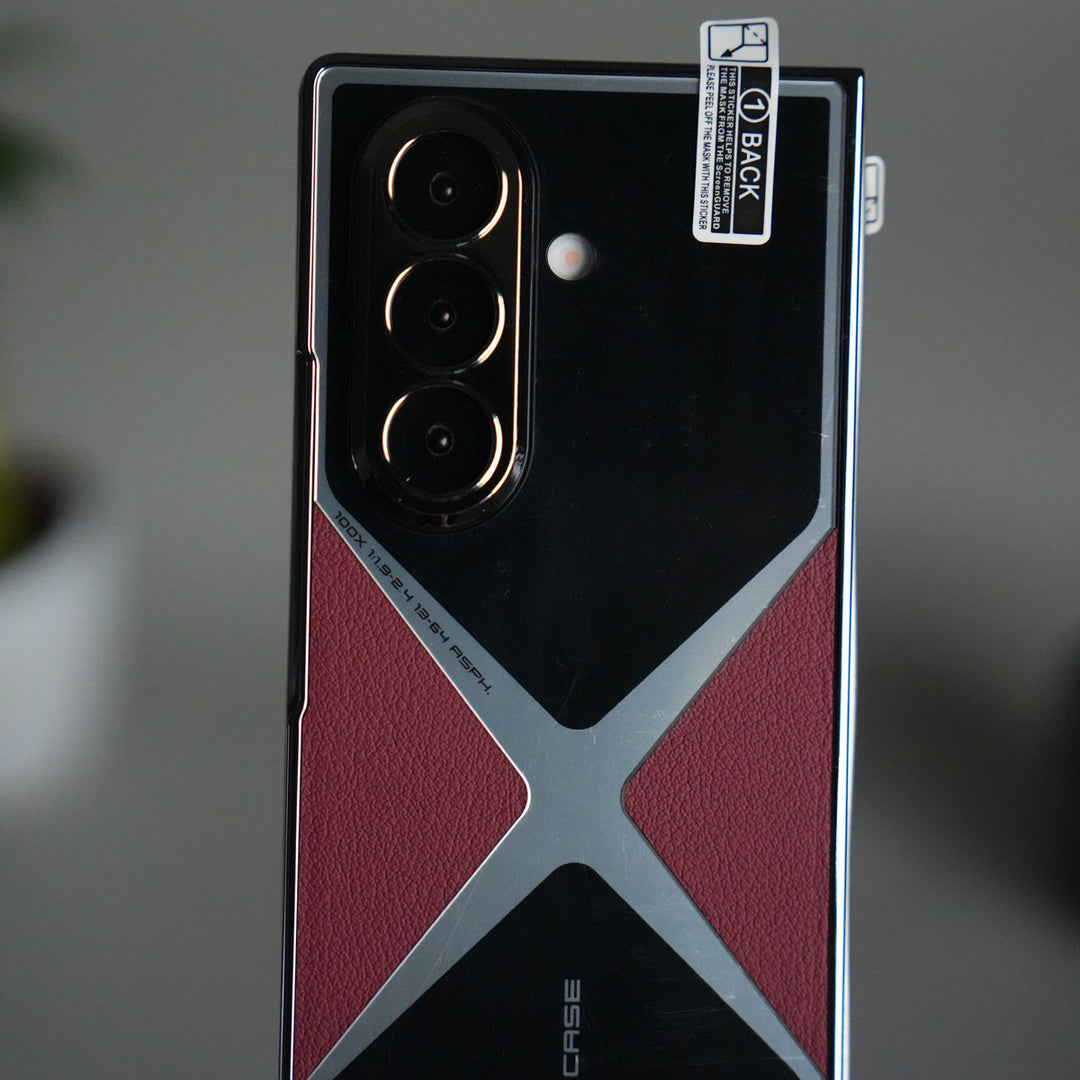 Galaxy Z Fold 7 X Design Glossy Glass Case | Chrome Plated Frame with Front Glass Protection