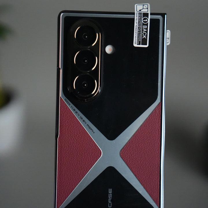 Galaxy Z Fold 7 X Design Glossy Glass Case | Chrome Plated Frame with Front Glass Protection