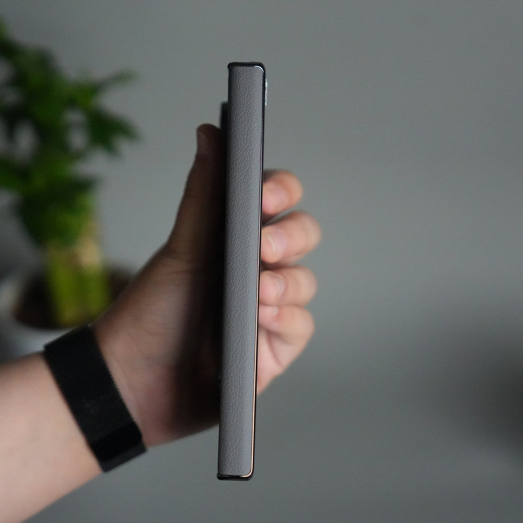 Galaxy Z Fold 7 Premium Leather Case | Front Glass | Silver Plated Camera Frame with Kickstand (Copy)