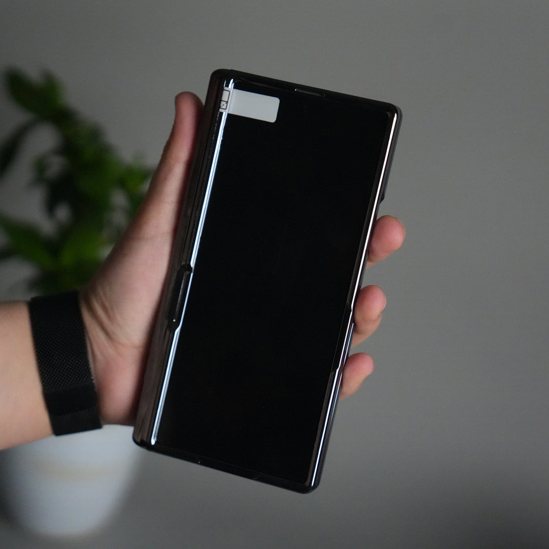 Galaxy Z Fold 7 Transparent Case with Front Glass Protection | Chrome Plated Hinge & Kick Stand