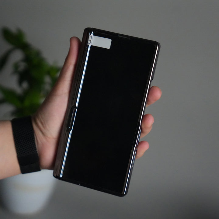 Galaxy Z Fold 7 Transparent Case with Front Glass Protection | Chrome Plated Hinge & Kick Stand