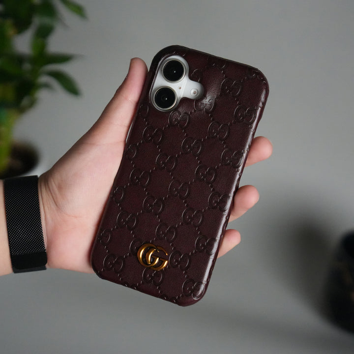 iPhone 17 Luxury GG Fashion Leather Brand Case Cover