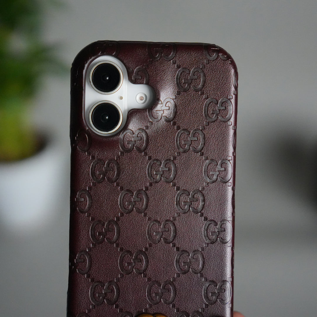 iPhone 17 Luxury GG Fashion Leather Brand Case Cover