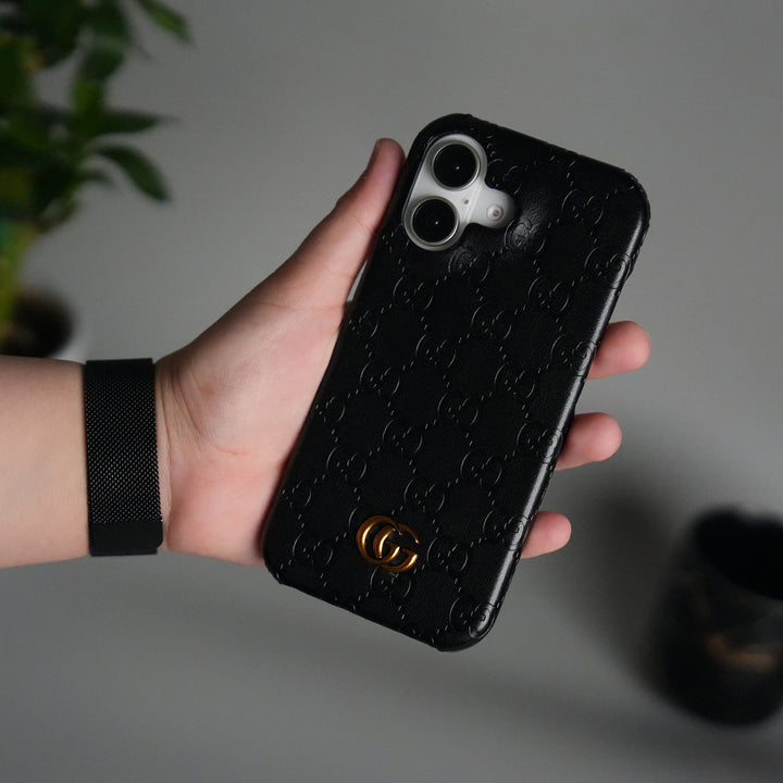iPhone 17 Luxury GG Fashion Leather Brand Case Cover