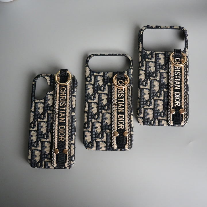 iPhone 17 Series Luxury Brand CD Belt Pattern Case Cover (Blue)