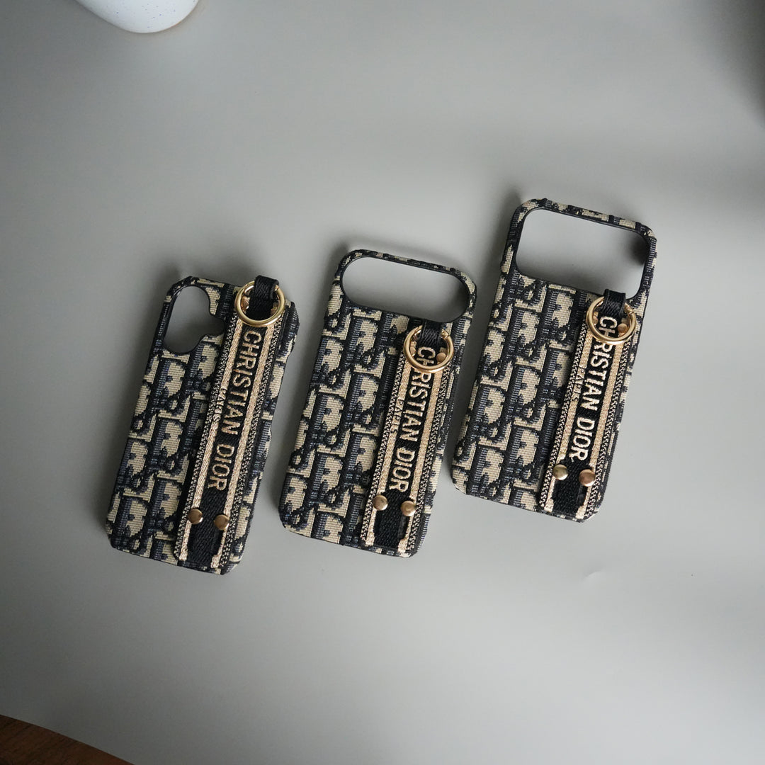 iPhone 17 Series Luxury Brand CD Belt Pattern Case Cover (Blue)