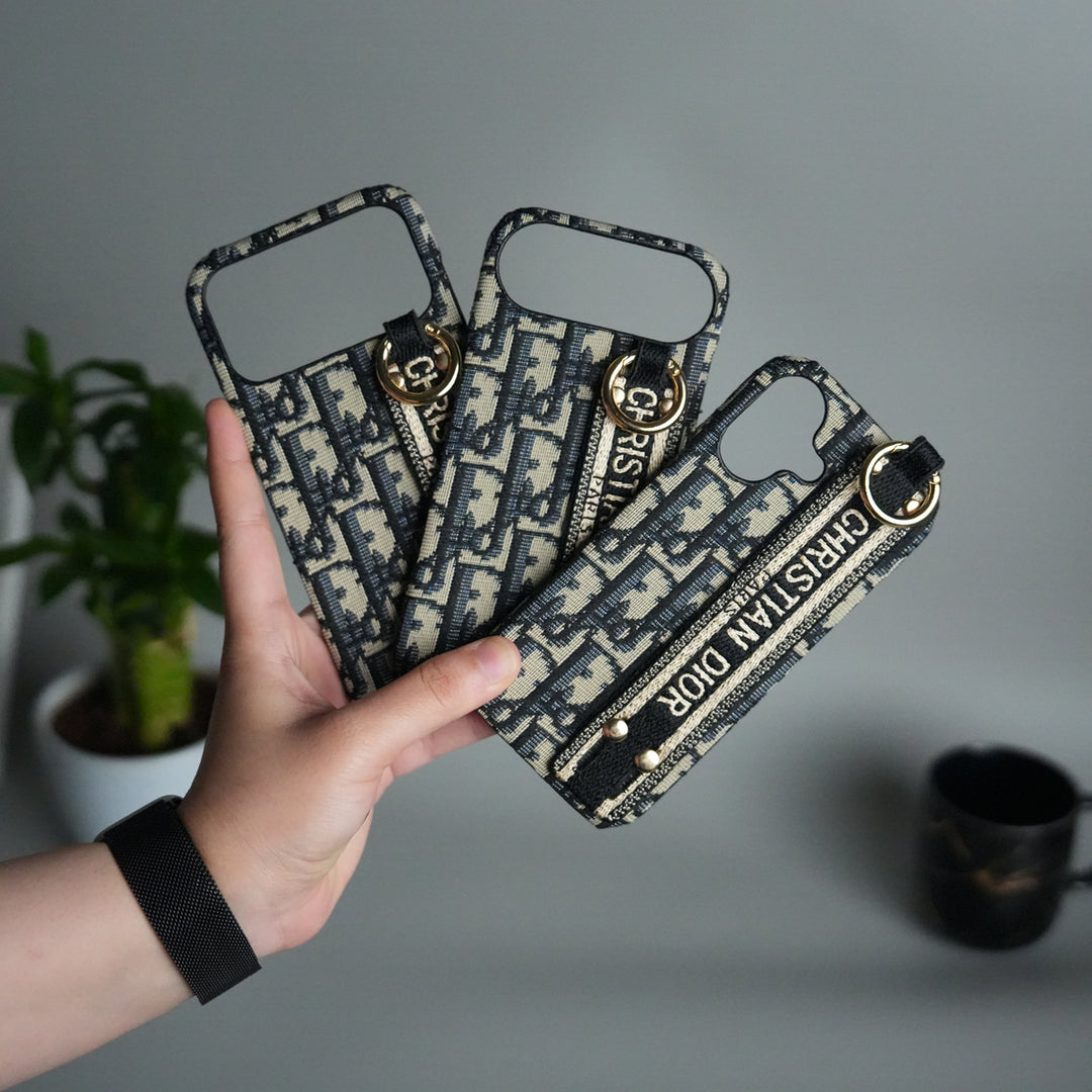 iPhone 17 Series Luxury Brand CD Belt Pattern Case Cover (Blue)