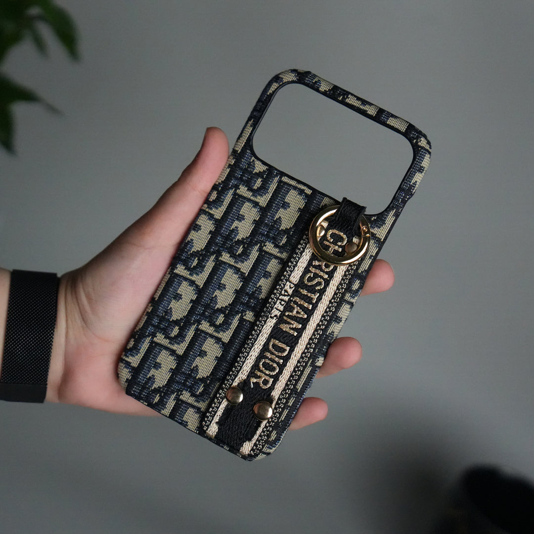 iPhone 17 Series Luxury Brand CD Belt Pattern Case Cover (Blue)