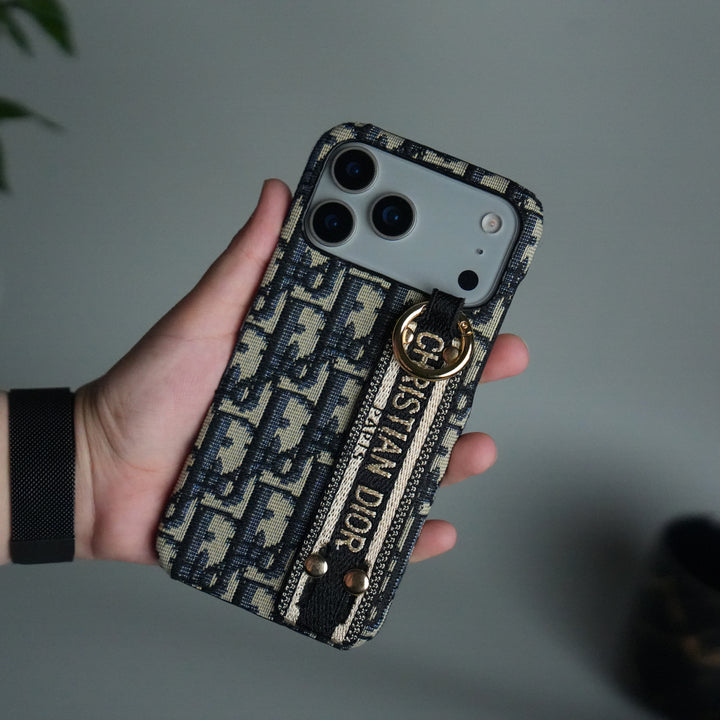 iPhone 17 Series Luxury Brand CD Belt Pattern Case Cover (Blue)