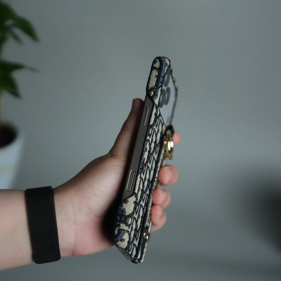 iPhone 17 Series Luxury Brand CD Belt Pattern Case Cover (Blue)