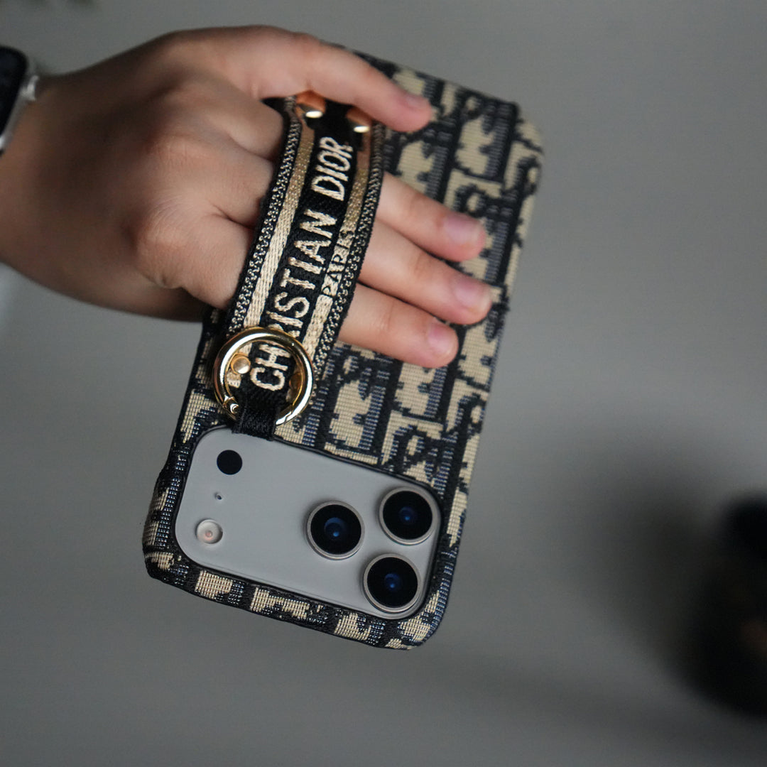 iPhone 17 Series Luxury Brand CD Belt Pattern Case Cover (Blue)