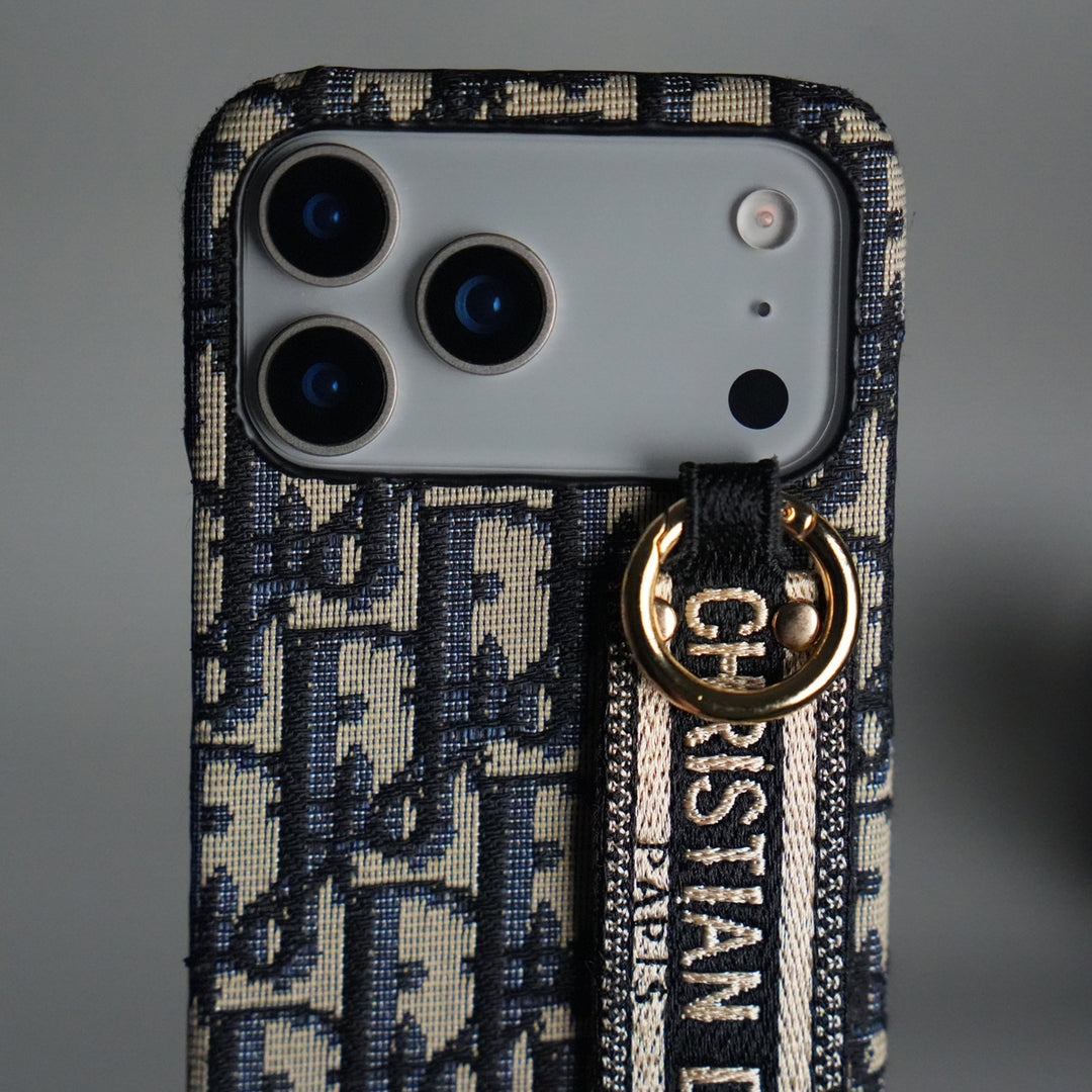 iPhone 17 Series Luxury Brand CD Belt Pattern Case Cover (Blue)