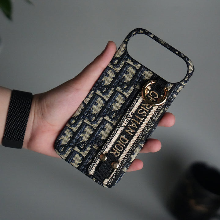 iPhone 17 Series Luxury Brand CD Belt Pattern Case Cover (Blue)