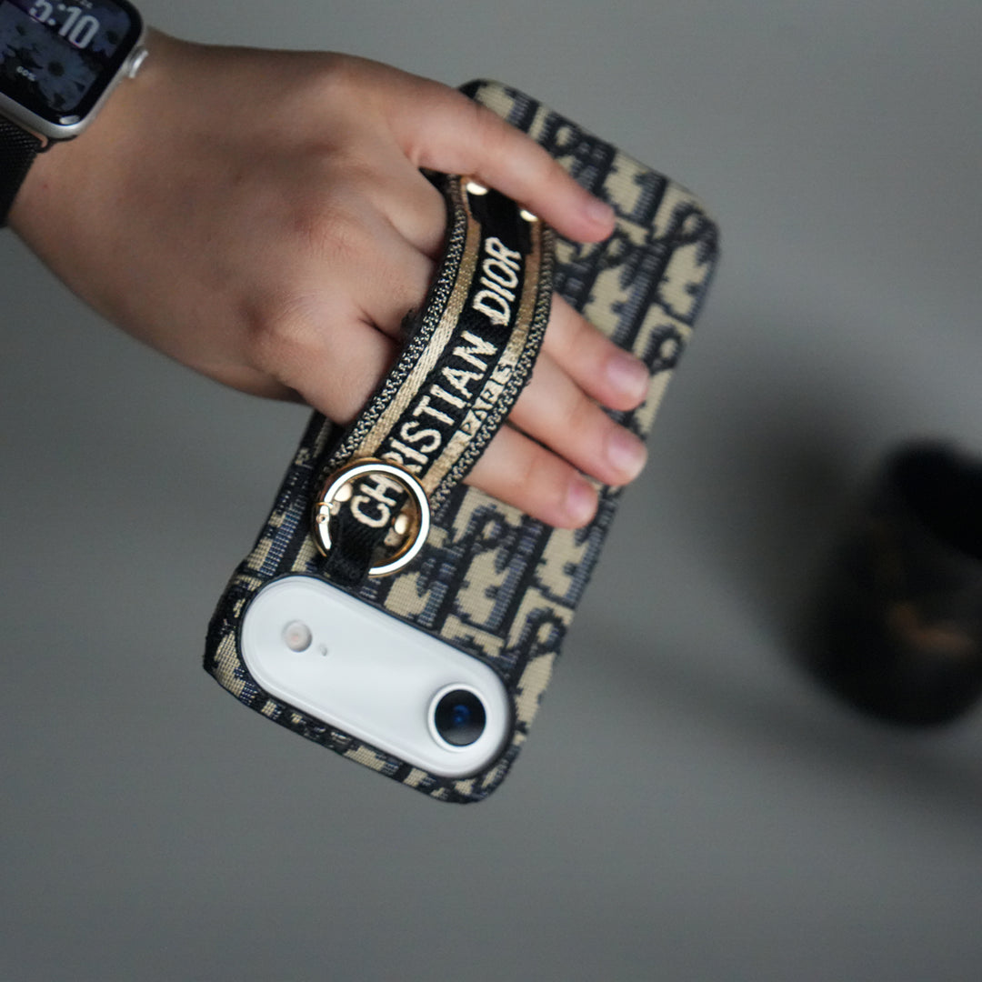 iPhone 17 Series Luxury Brand CD Belt Pattern Case Cover (Blue)