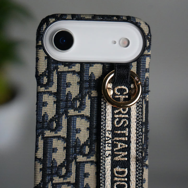 iPhone 17 Series Luxury Brand CD Belt Pattern Case Cover (Blue)