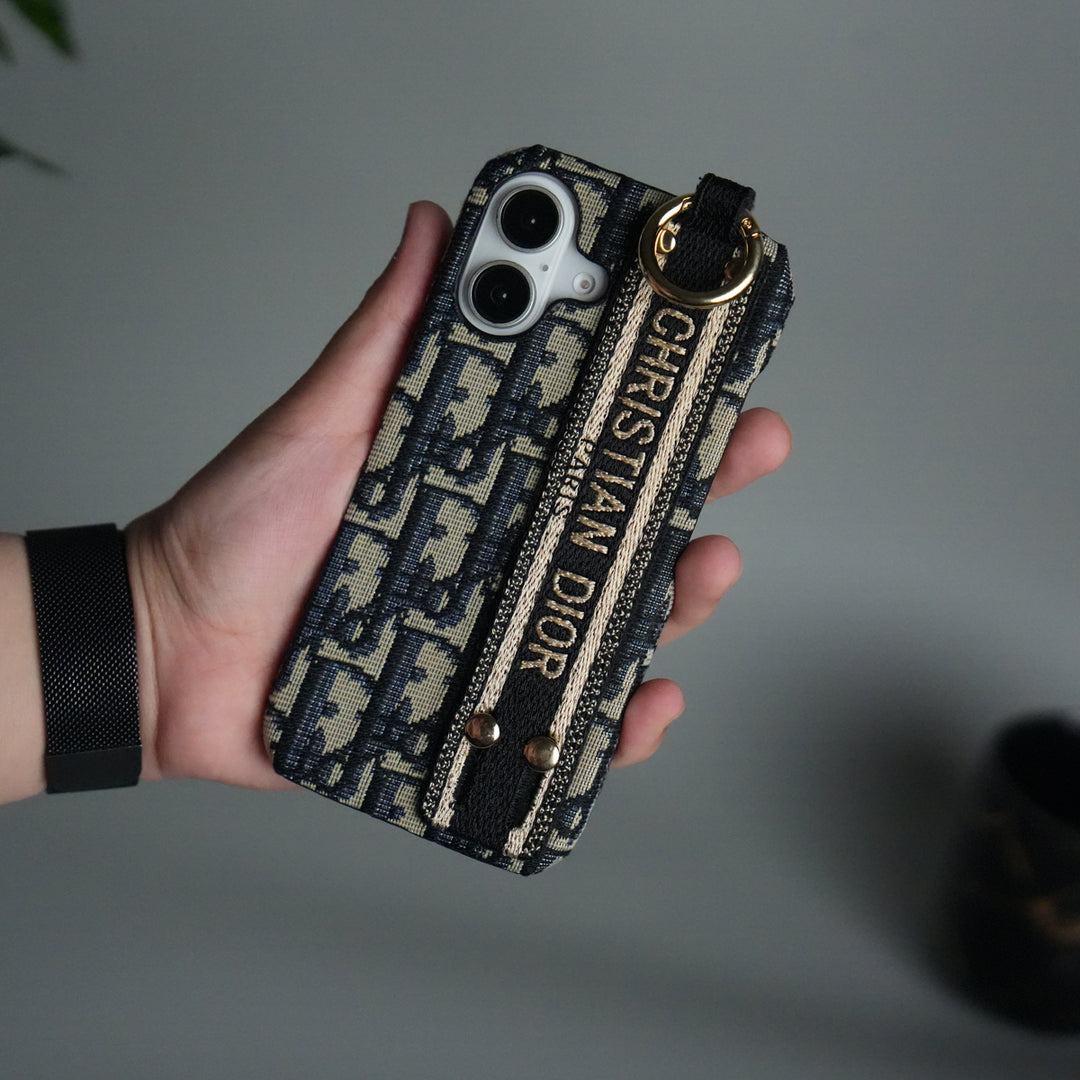 iPhone 17 Series Luxury Brand CD Belt Pattern Case Cover (Blue)