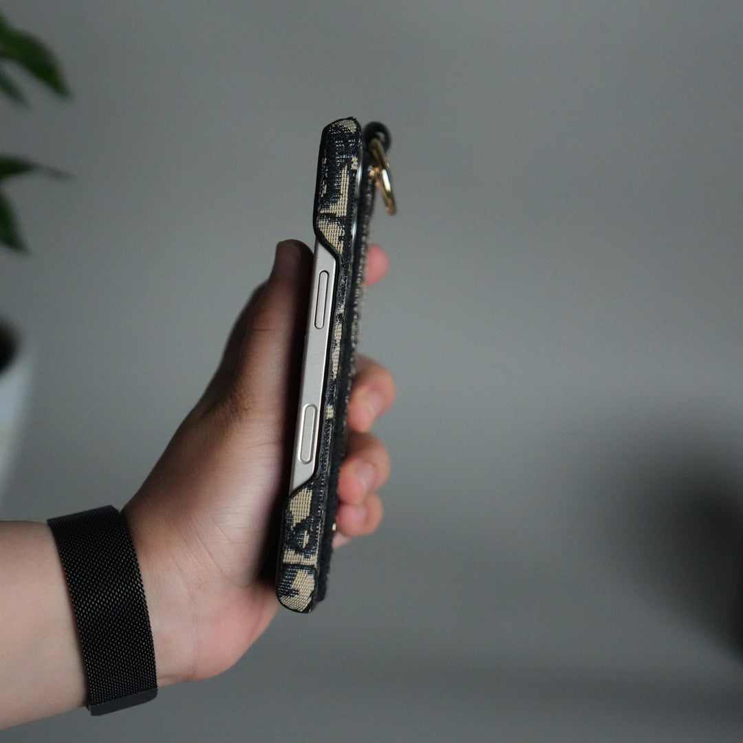 iPhone 17 Series Luxury Brand CD Belt Pattern Case Cover (Blue)