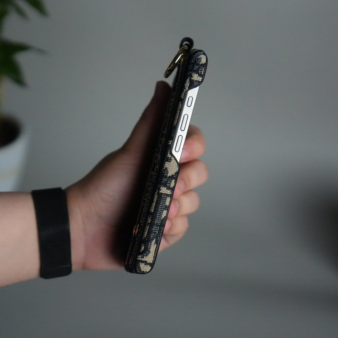 iPhone 17 Series Luxury Brand CD Belt Pattern Case Cover (Blue)