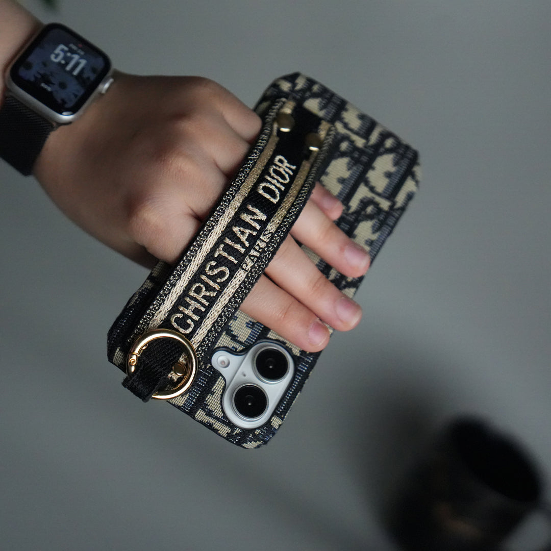 iPhone 17 Series Luxury Brand CD Belt Pattern Case Cover (Blue)