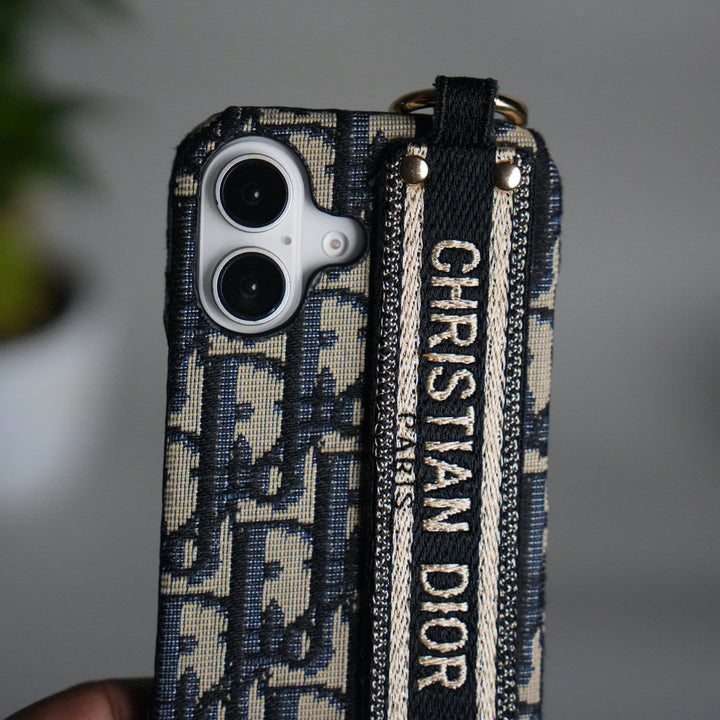 iPhone 17 Series Luxury Brand CD Belt Pattern Case Cover (Blue)