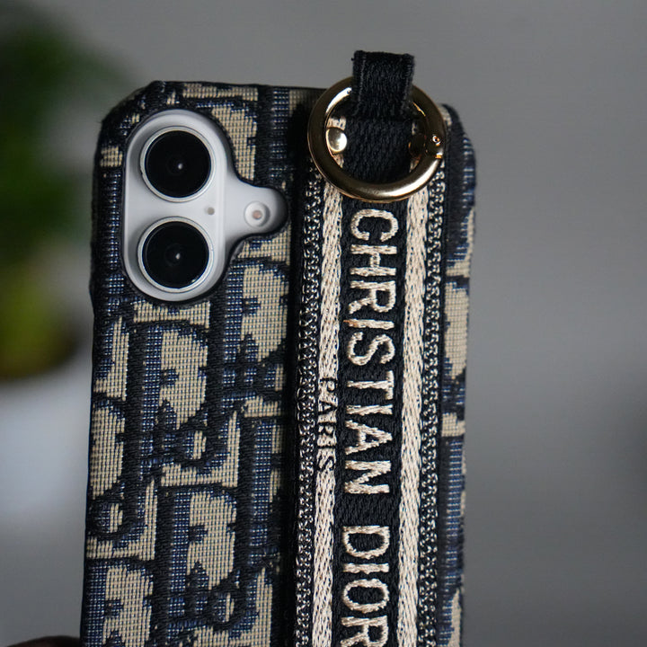 iPhone 17 Series Luxury Brand CD Belt Pattern Case Cover (Blue)